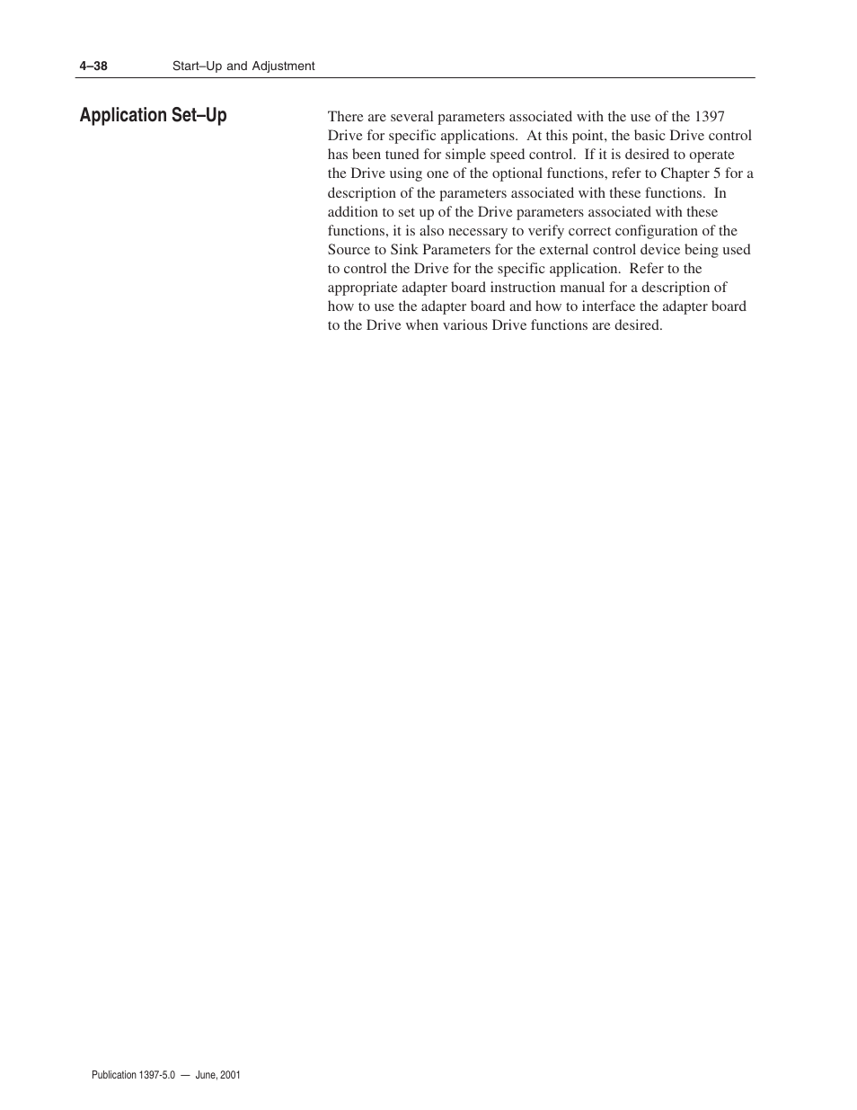 Application set–up | Rockwell Automation 1397 DC Drive Firmware 2.xx User Manual | Page 110 / 276