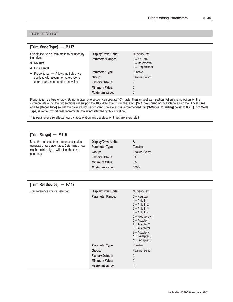 Rockwell Automation 1397 DC Drive Firmware 2.xx User Manual | Page 155 / 276