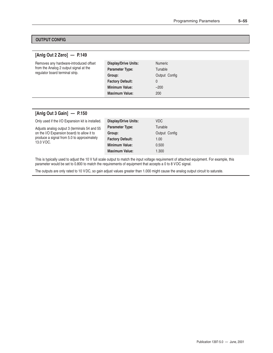 Rockwell Automation 1397 DC Drive Firmware 2.xx User Manual | Page 165 / 276