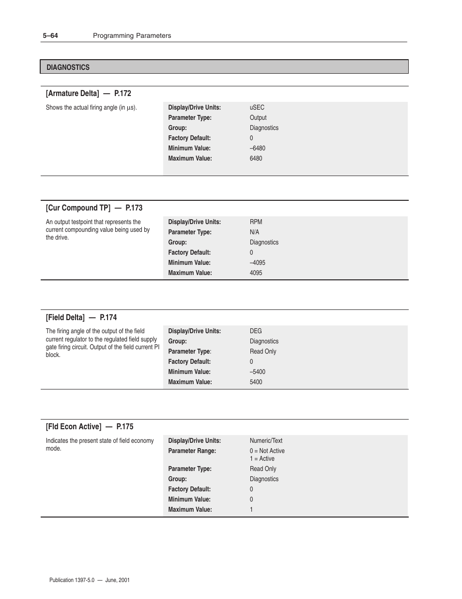 Rockwell Automation 1397 DC Drive Firmware 2.xx User Manual | Page 174 / 276