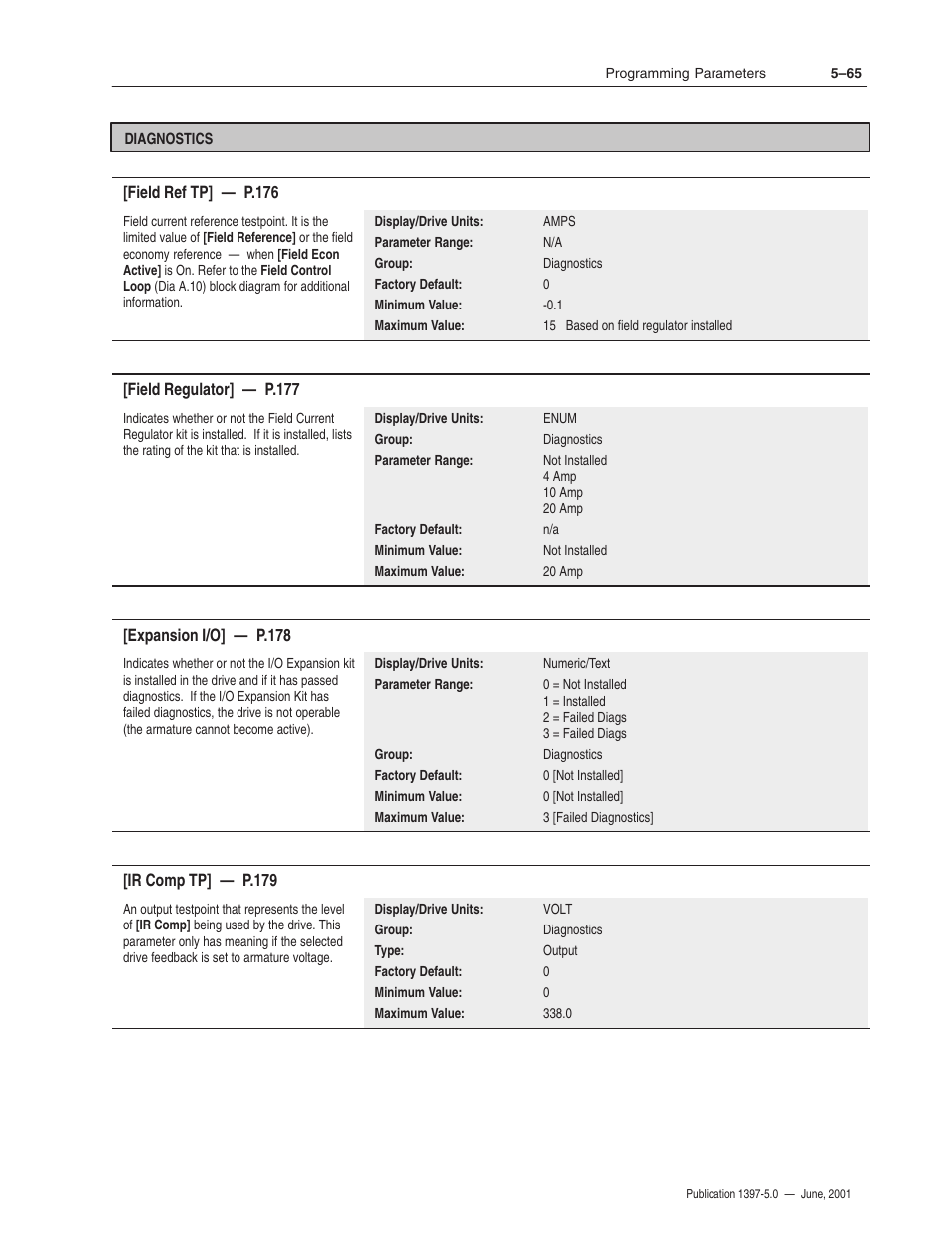 Rockwell Automation 1397 DC Drive Firmware 2.xx User Manual | Page 175 / 276