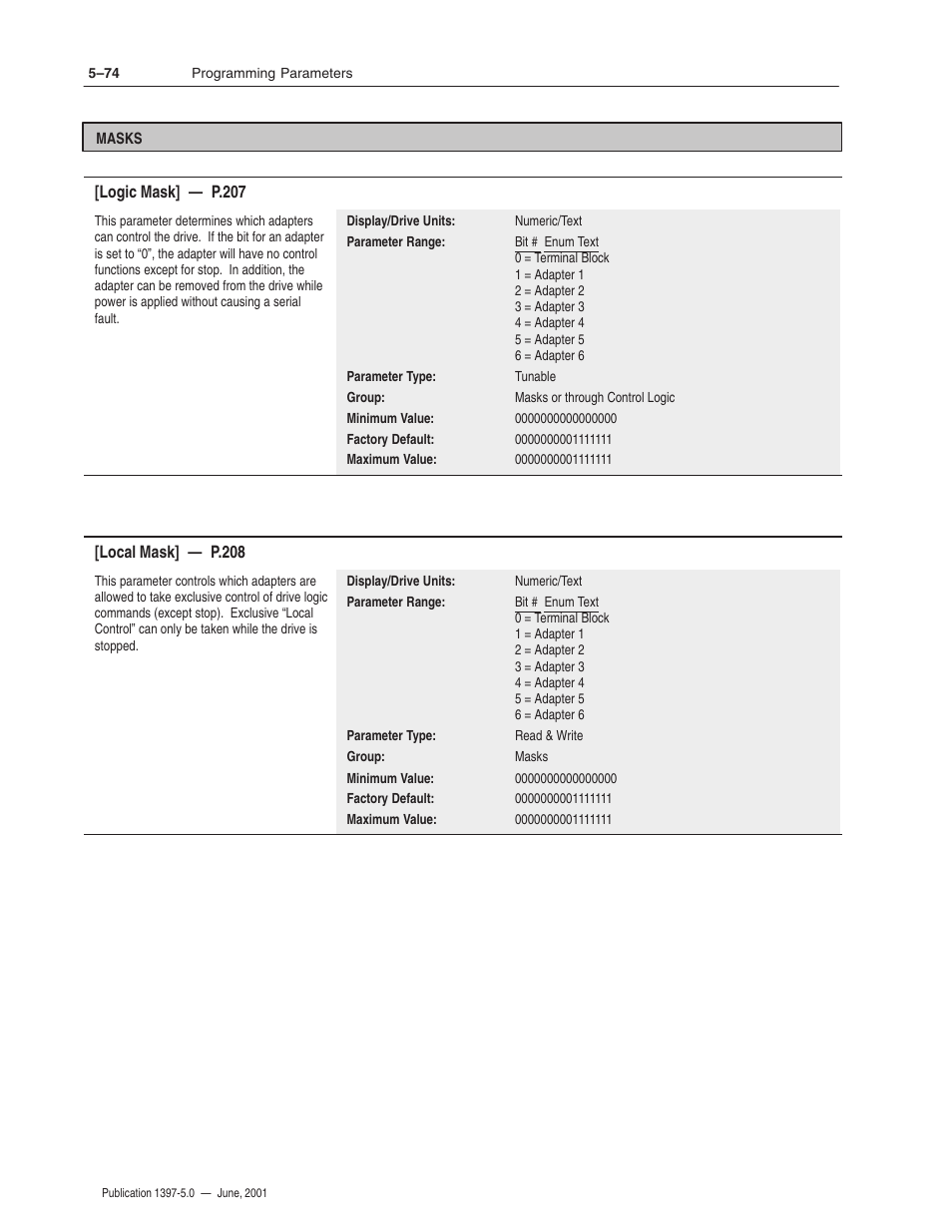 Rockwell Automation 1397 DC Drive Firmware 2.xx User Manual | Page 184 / 276