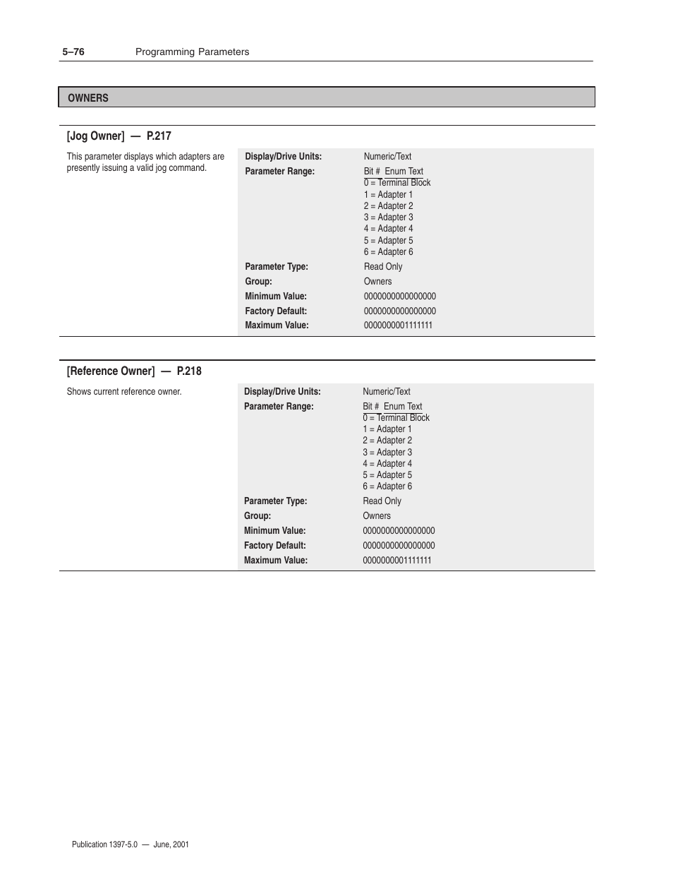 Rockwell Automation 1397 DC Drive Firmware 2.xx User Manual | Page 186 / 276