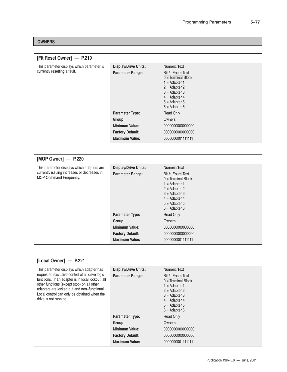 Rockwell Automation 1397 DC Drive Firmware 2.xx User Manual | Page 187 / 276