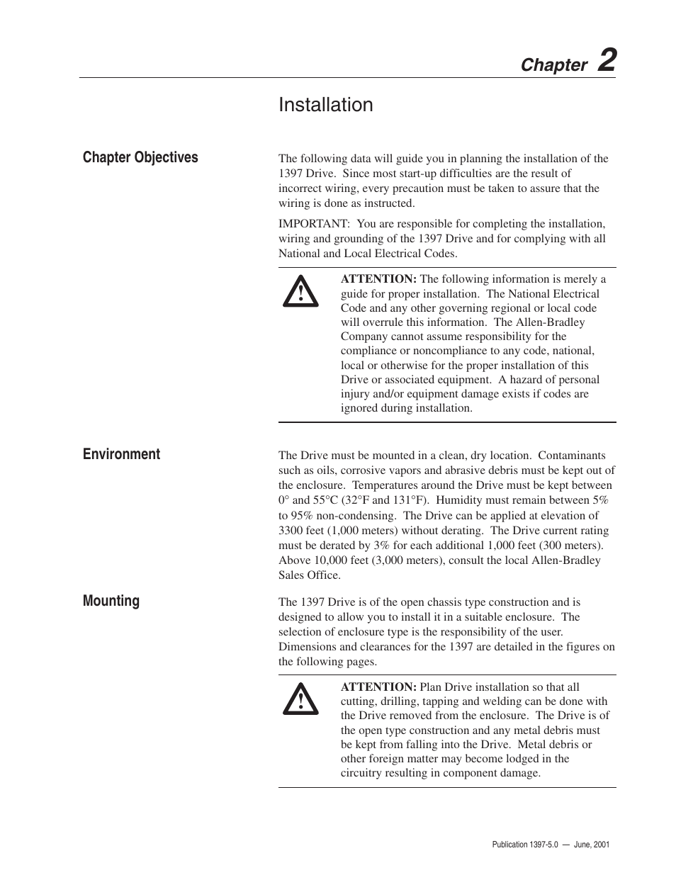 Installation | Rockwell Automation 1397 DC Drive Firmware 2.xx User Manual | Page 19 / 276