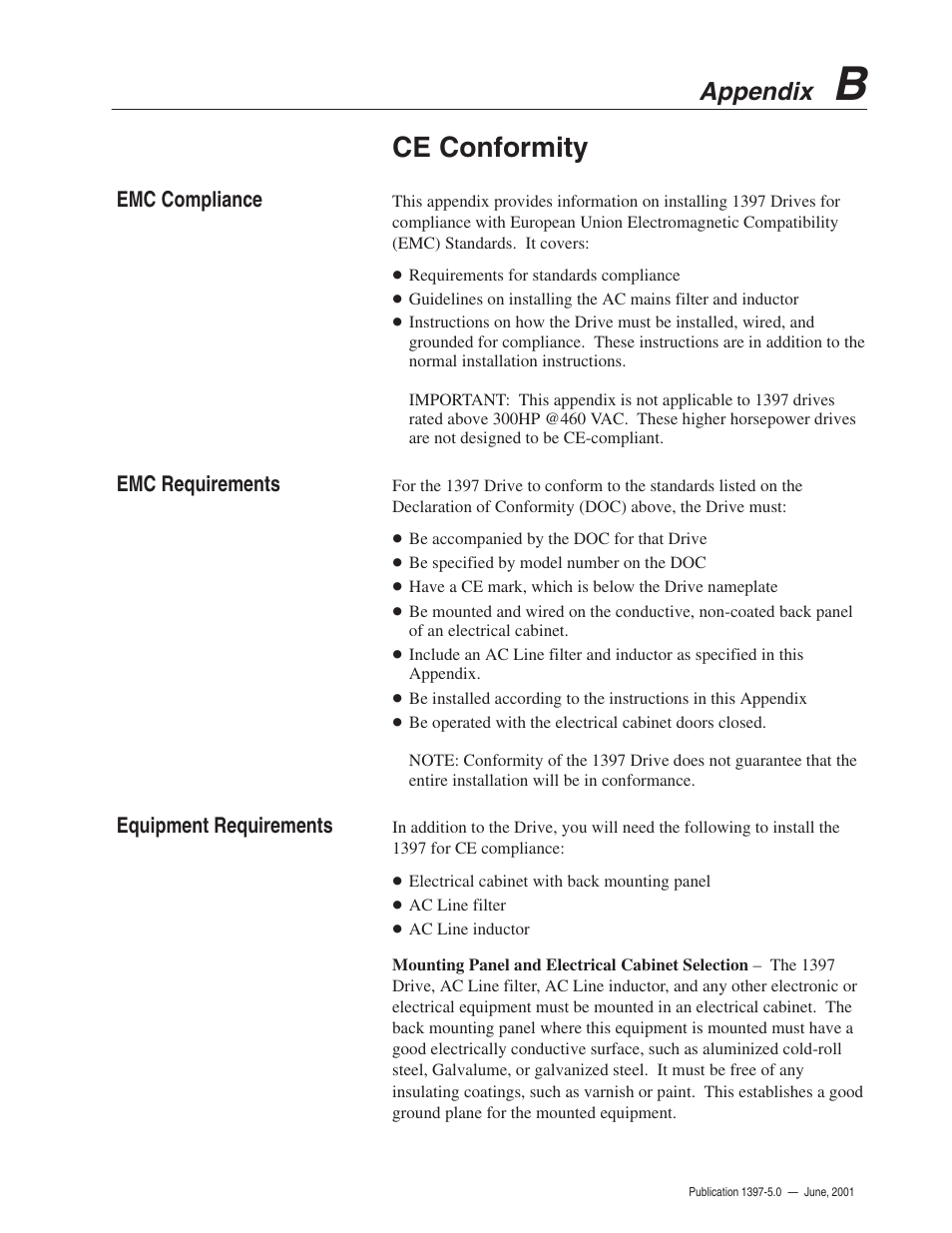 Ce conformity | Rockwell Automation 1397 DC Drive Firmware 2.xx User Manual | Page 233 / 276