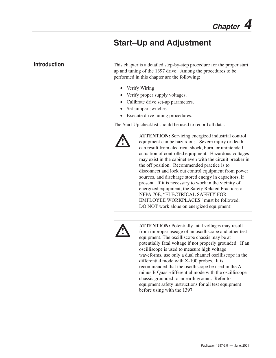 Start–up and adjustment | Rockwell Automation 1397 DC Drive Firmware 2.xx User Manual | Page 73 / 276