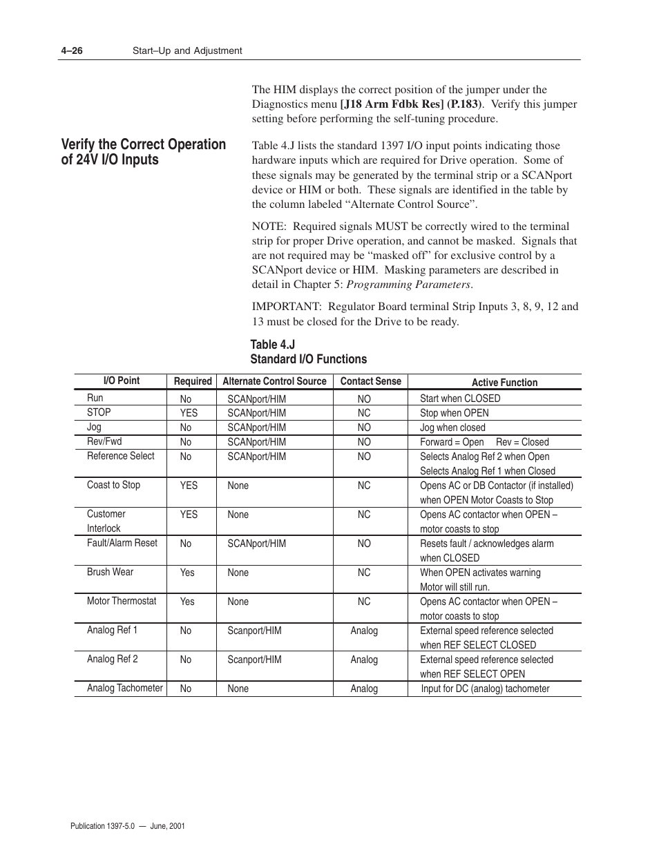 Verify the correct operation of 24v i/o inputs | Rockwell Automation 1397 DC Drive Firmware 2.xx User Manual | Page 98 / 276