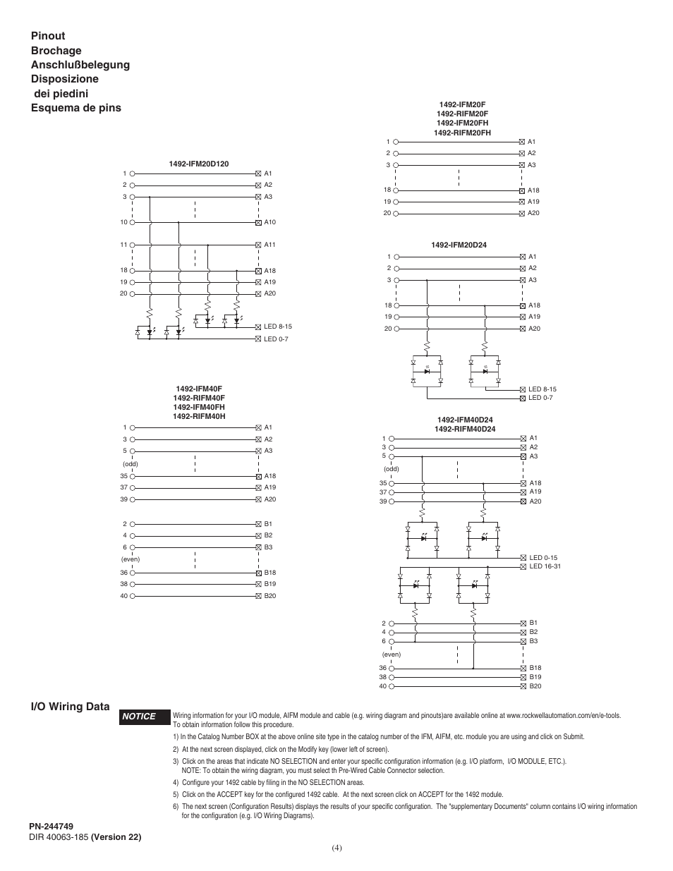 I/o wiring data | Rockwell Automation 1492-IFMxxxx Sensor Interface Modules User Manual | Page 4 / 6