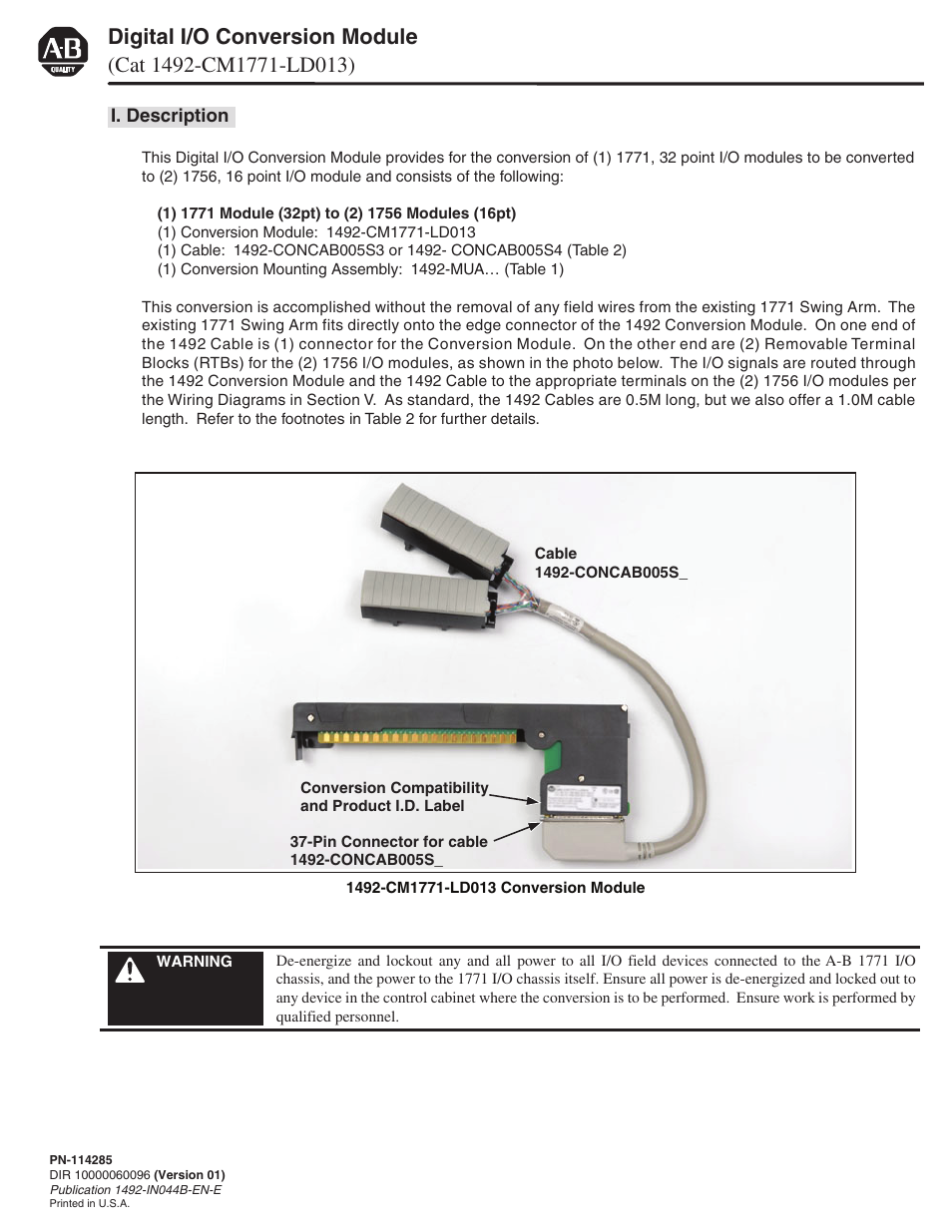 Rockwell Automation 1492-CM1771-LD0013F Field Wire Conversion Module User Manual | 6 pages