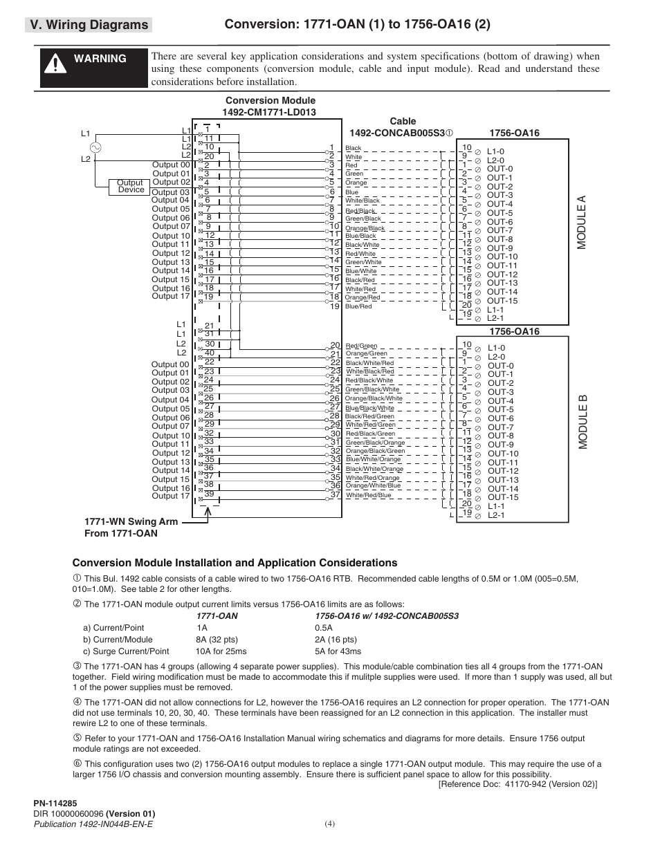V. wiring diagrams | Rockwell Automation 1492-CM1771-LD0013F Field Wire Conversion Module User Manual | Page 4 / 6