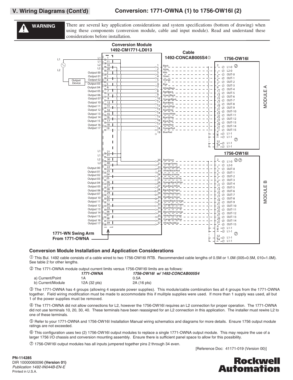 V. wiring diagrams (cont’d) | Rockwell Automation 1492-CM1771-LD0013F Field Wire Conversion Module User Manual | Page 6 / 6