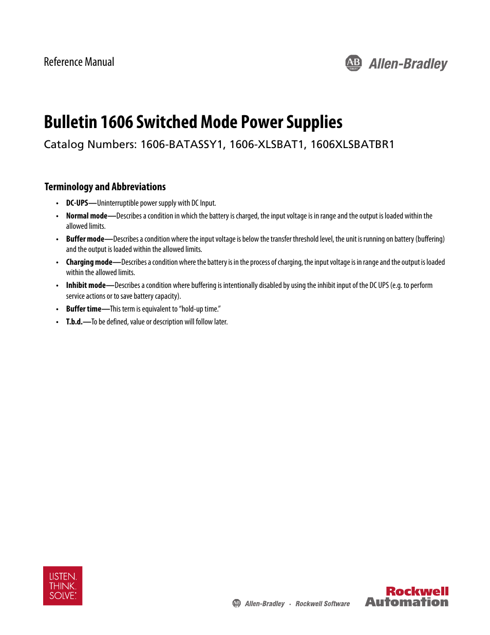 Rockwell Automation 1606-XLSBATBR1 Power Supply Reference Manual User Manual | 6 pages