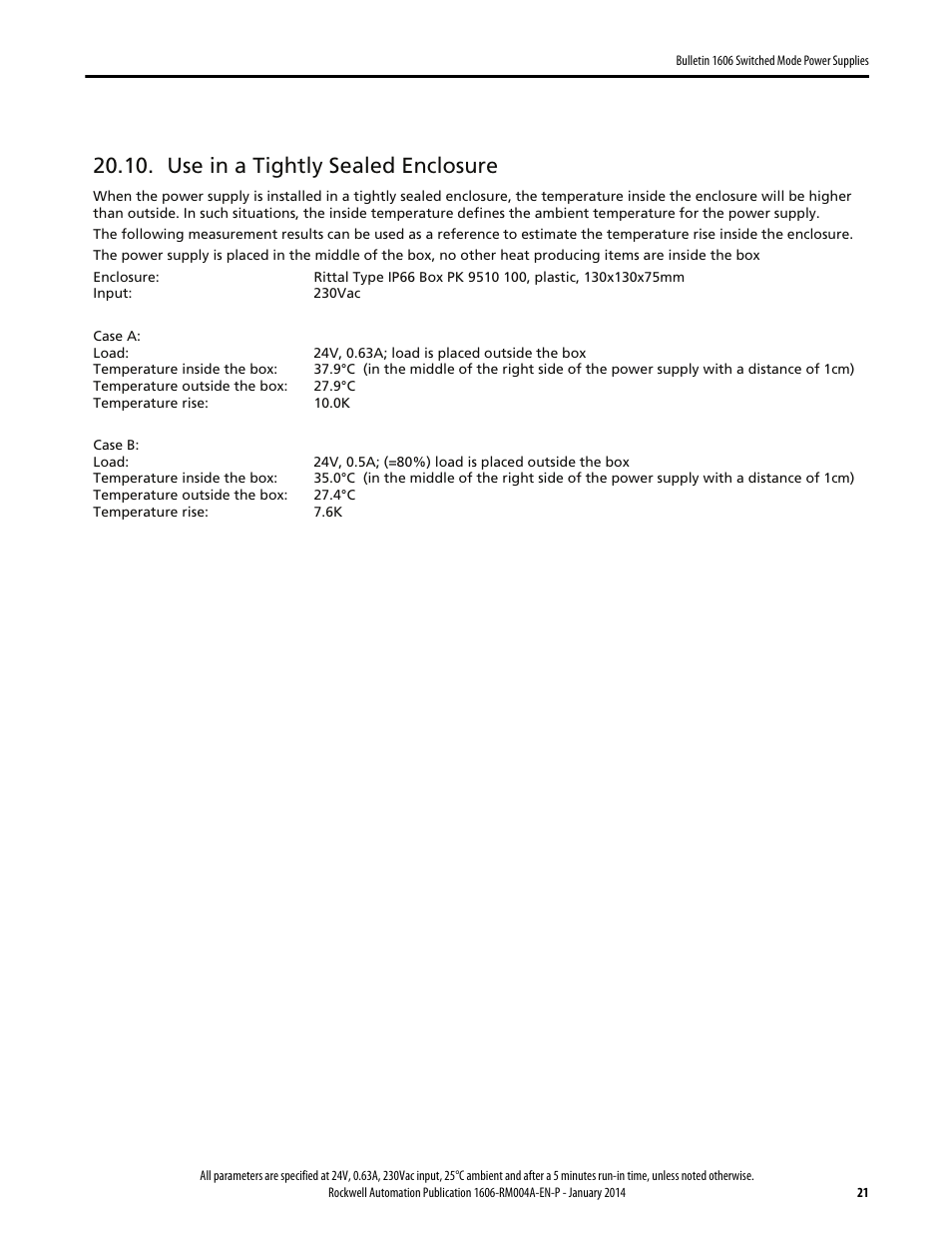 Use in a tightly sealed enclosure | Rockwell Automation 1606-XLP15E Power Supply Reference Manual User Manual | Page 21 / 24