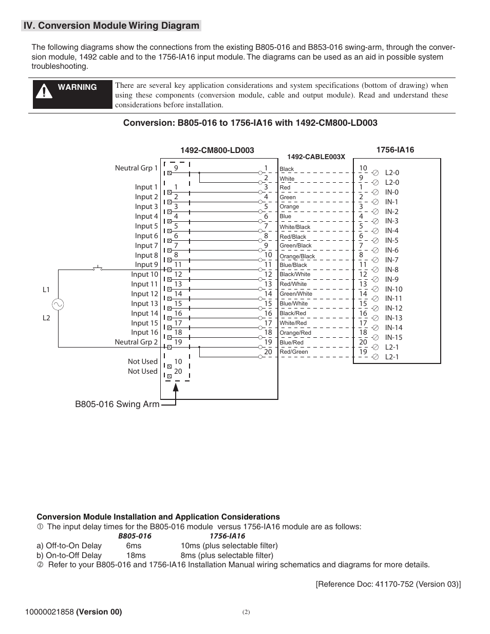 Rockwell Automation 1492-CM800-LD003 Field Wire Conv. Module for Modicon B805-016 or B853-016 to 1756-IA16 User Manual | Page 2 / 4