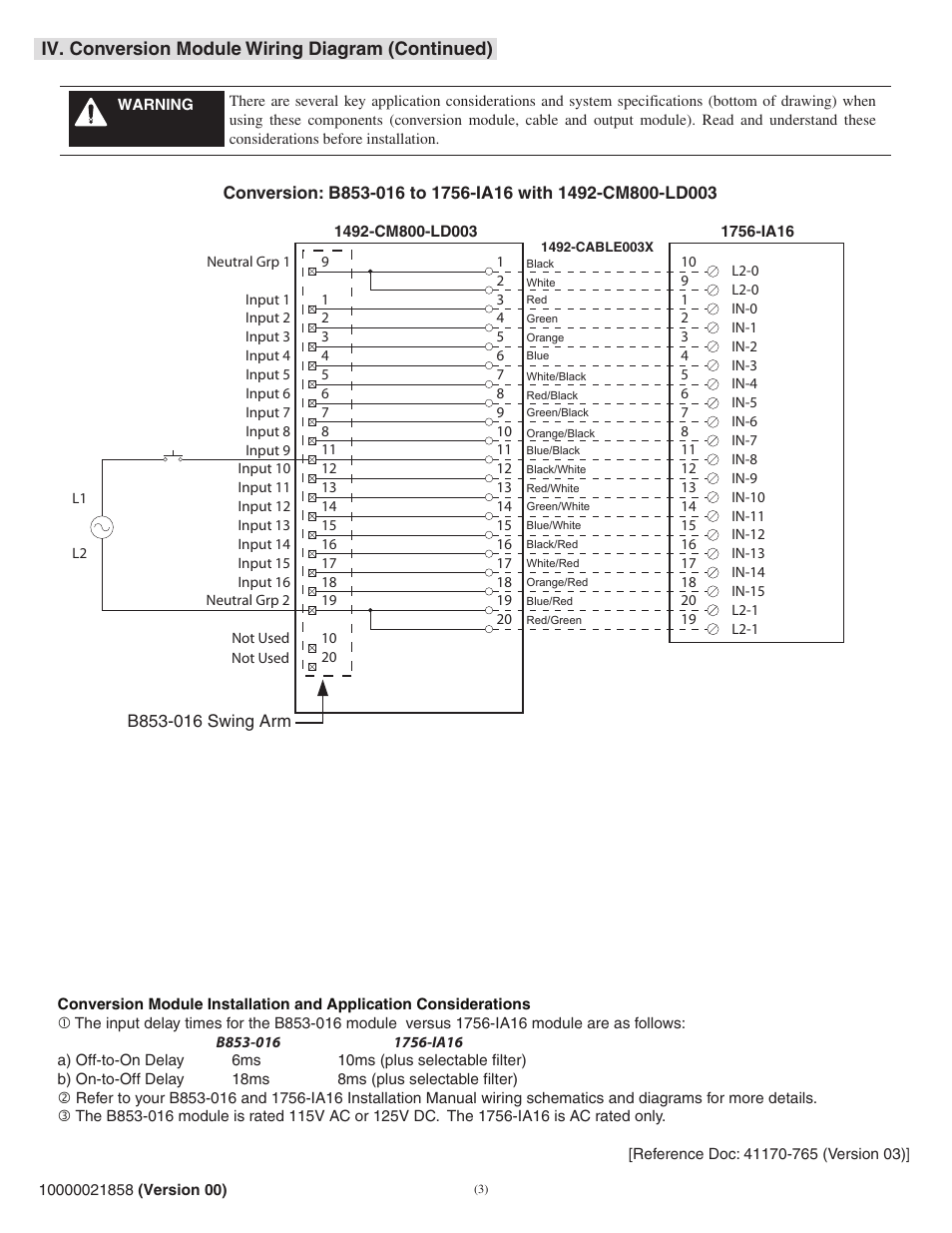 Rockwell Automation 1492-CM800-LD003 Field Wire Conv. Module for Modicon B805-016 or B853-016 to 1756-IA16 User Manual | Page 3 / 4