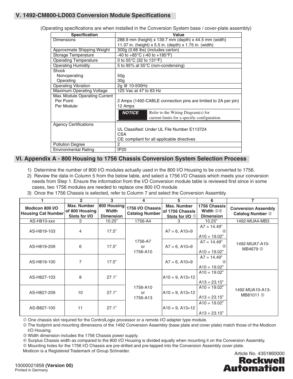 Rockwell Automation 1492-CM800-LD003 Field Wire Conv. Module for Modicon B805-016 or B853-016 to 1756-IA16 User Manual | Page 4 / 4