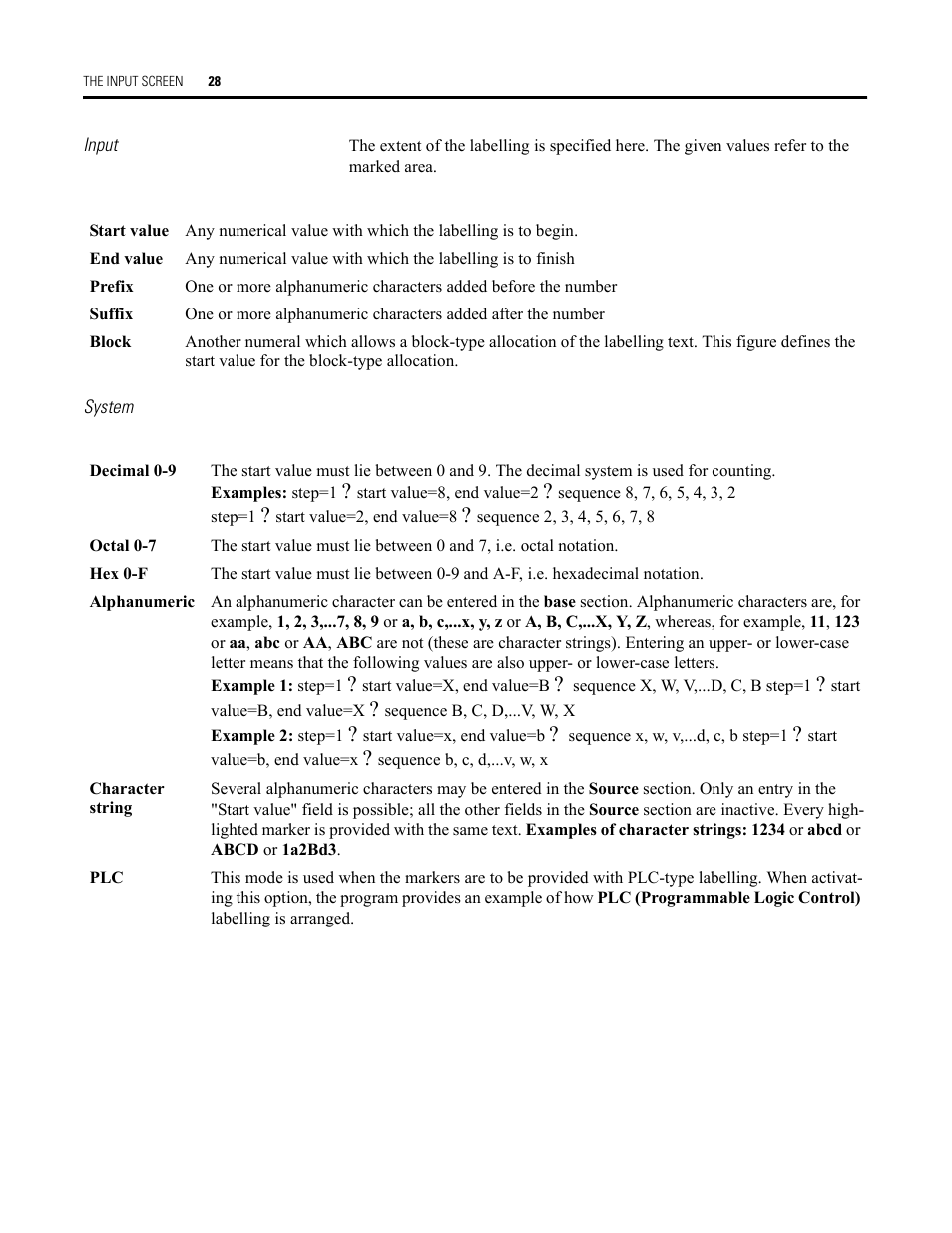 Input, System | Rockwell Automation Allen-Bradley Plot Software User Manual User Manual | Page 28 / 46