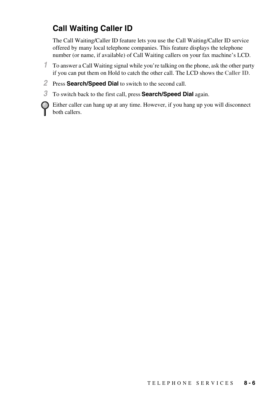 Call waiting caller id, Call waiting caller id -6 | Brother IntelliFAX 1270e User Manual | Page 73 / 108