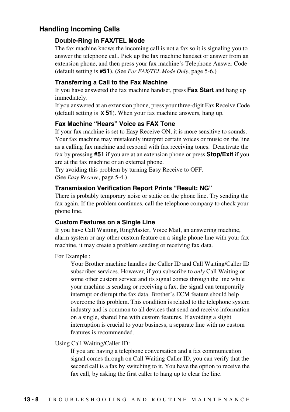 Handling incoming calls, Handling incoming calls -8 | Brother IntelliFAX 1270e User Manual | Page 94 / 108