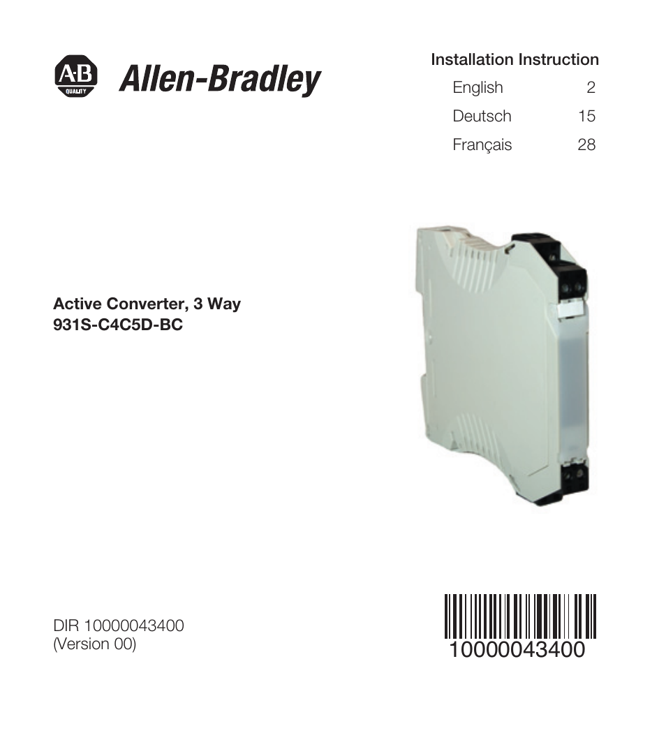 Rockwell Automation 931S-C4C5D-BC Active Converter User Manual | 40 pages