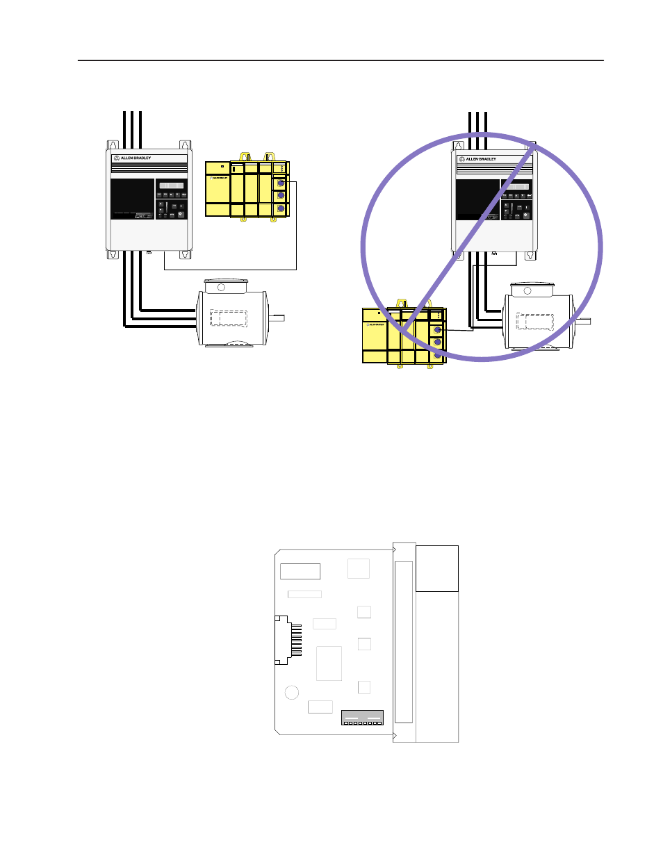 Locate the dip switch, 2–3 installing the slc to scanport module, Figure 2.2 examples of cable placements | Channel 1 channel 2 channel 3, Pc run cpu fault forced i/o battery low power a b | Rockwell Automation 1203-SM1 SLC to SCANport Communication Module User Manual | Page 15 / 101