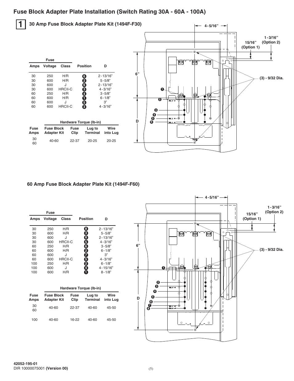 Rockwell Automation 1494F-N30_N60_N100_N200 (Series B) Fixed Depth Disconnect Switch (30A / 60A / 100A / 200A) User Manual | Page 5 / 20