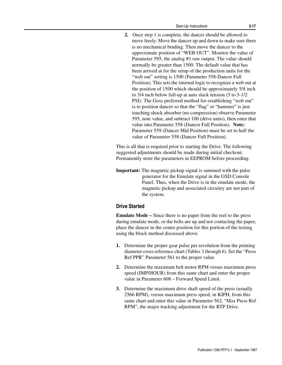 Drive started | Rockwell Automation 1395 Reel Tension Paster Adapter User Manual | Page 37 / 49