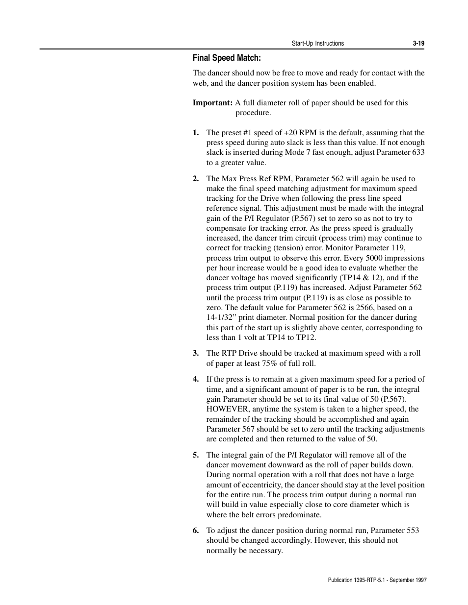 Final speed match | Rockwell Automation 1395 Reel Tension Paster Adapter User Manual | Page 39 / 49