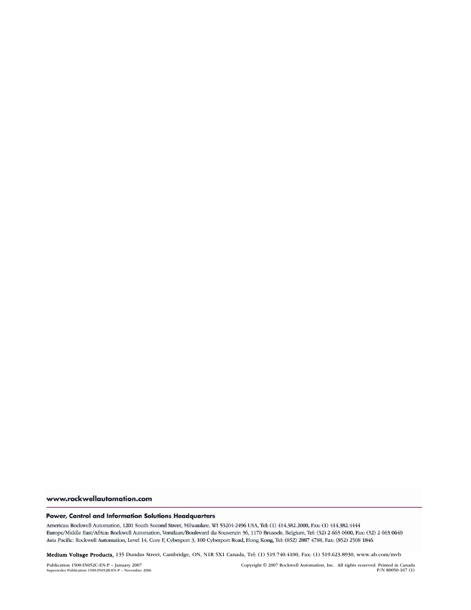Back cover.pdf | Rockwell Automation 1500 Isolation Switch Handle Interlock Mechanism Engagement Replacement User Manual | Page 20 / 20