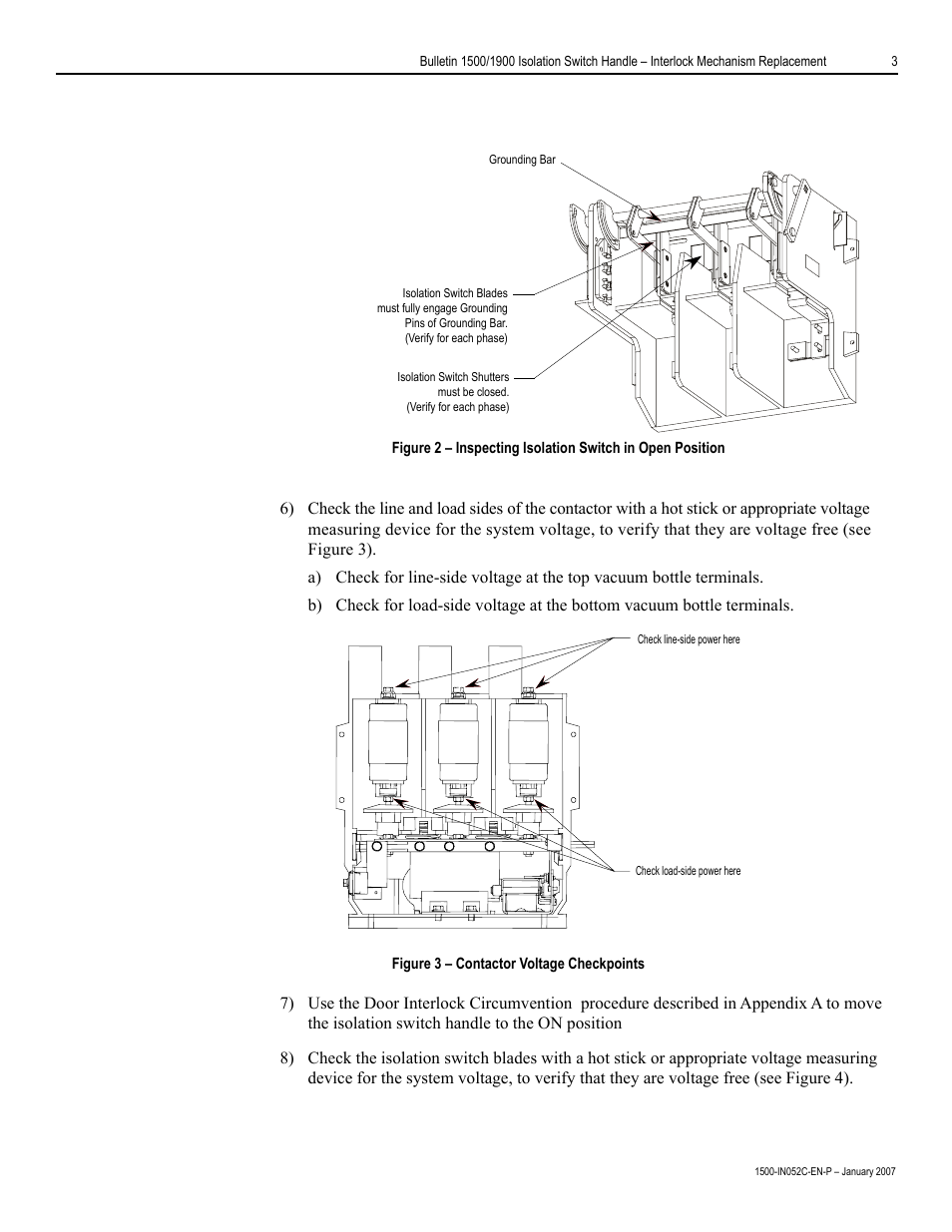 Rockwell Automation 1500 Isolation Switch Handle Interlock Mechanism Engagement Replacement User Manual | Page 3 / 20
