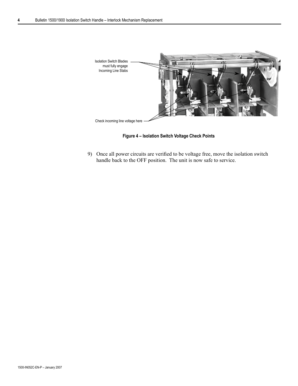 Rockwell Automation 1500 Isolation Switch Handle Interlock Mechanism Engagement Replacement User Manual | Page 4 / 20