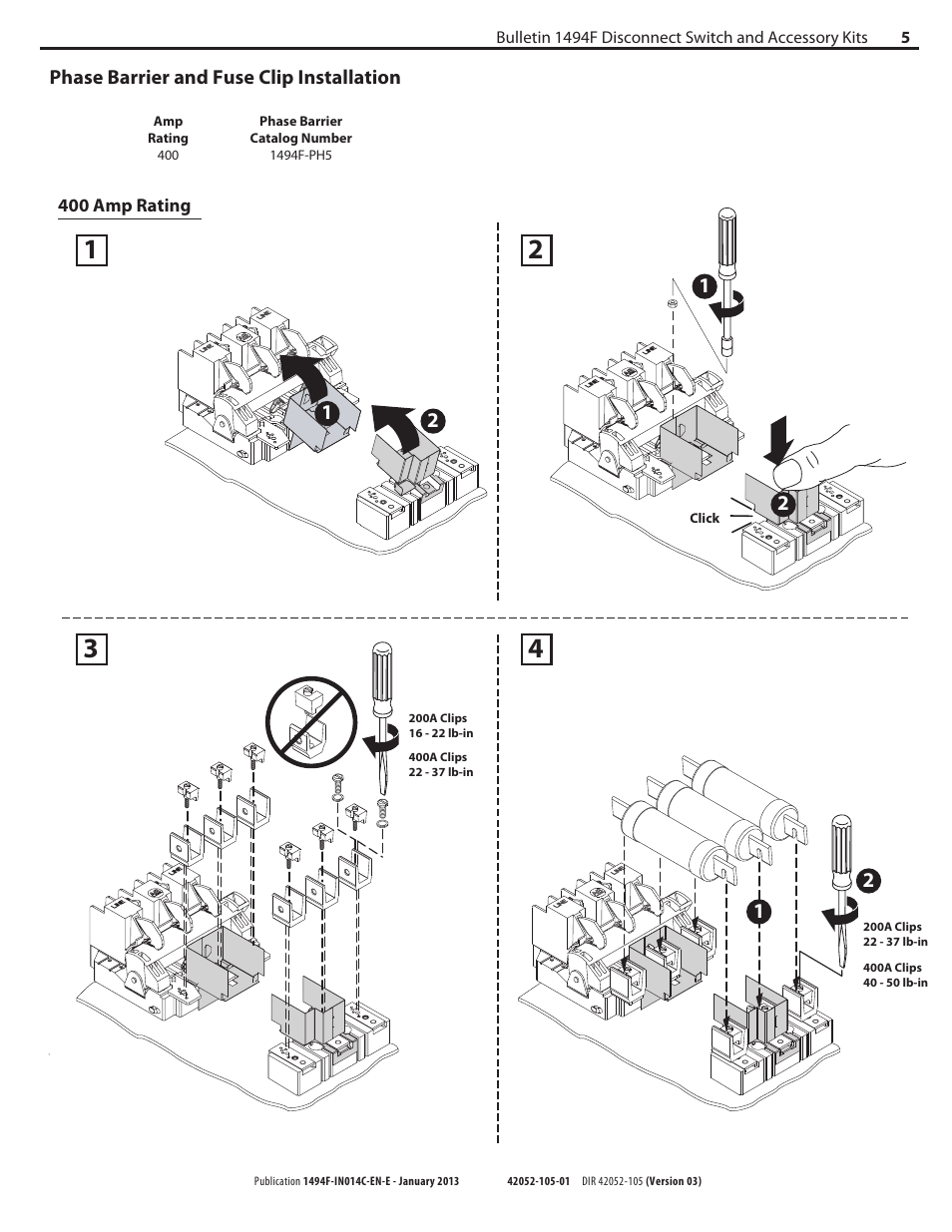 Rockwell Automation 1494F- 400A Disconnect Switch and Accessory Kits User Manual | Page 5 / 6