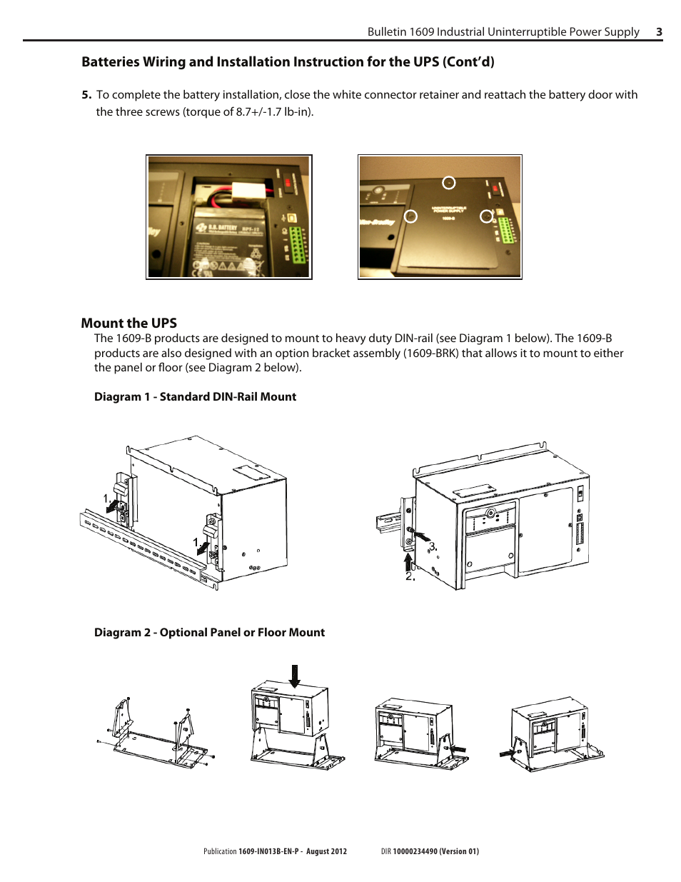 Rockwell Automation 1609 Industrial Uninterruptible Power Supply - Series B User Manual | Page 3 / 8