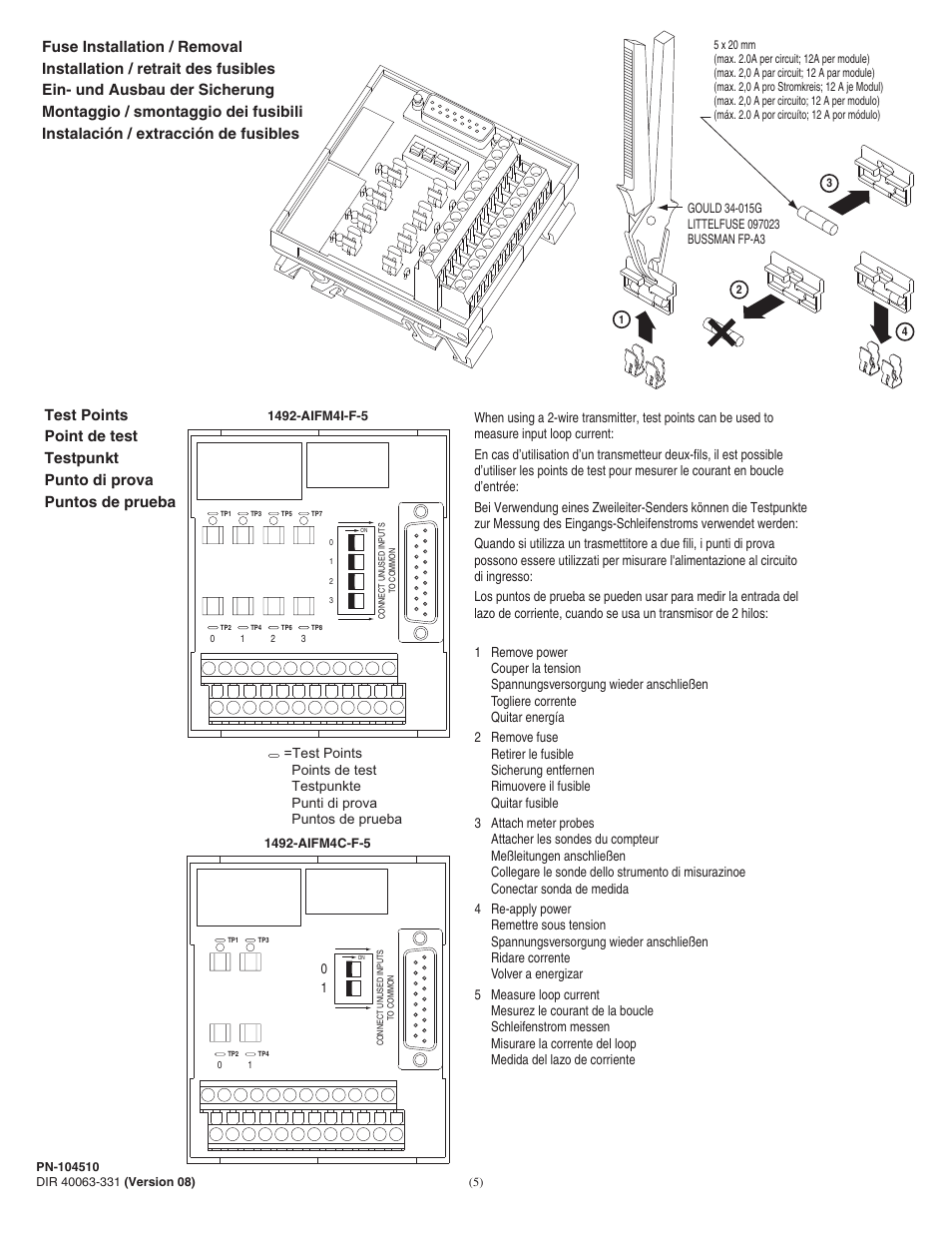 Rockwell Automation 1492-AIFM4C-F_AIFM4I-F-5 4 Channel Fusible Analog Input Interface Modules User Manual | Page 5 / 6