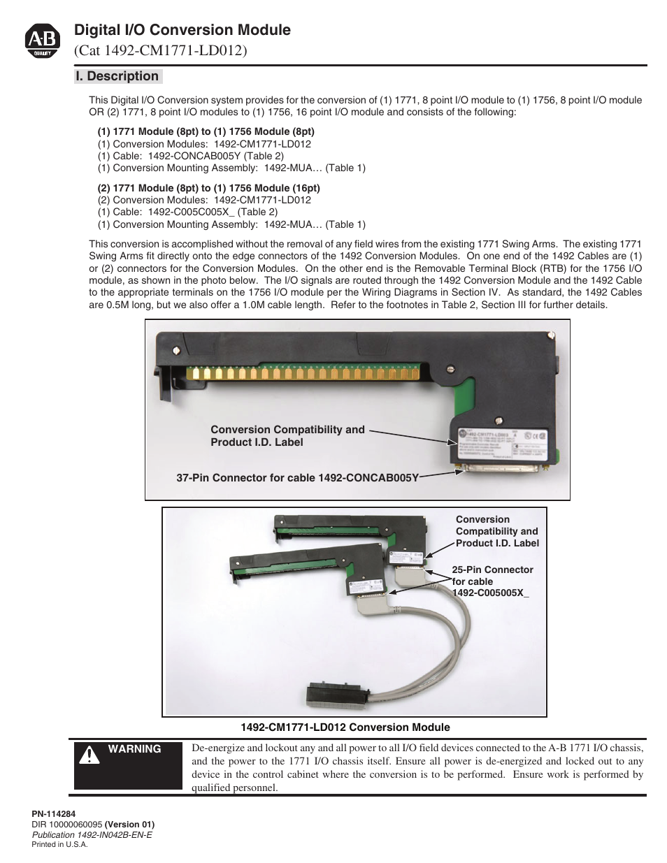 Rockwell Automation 1492-CM1771-LD0012 Field Wire Conversion Module User Manual | 16 pages
