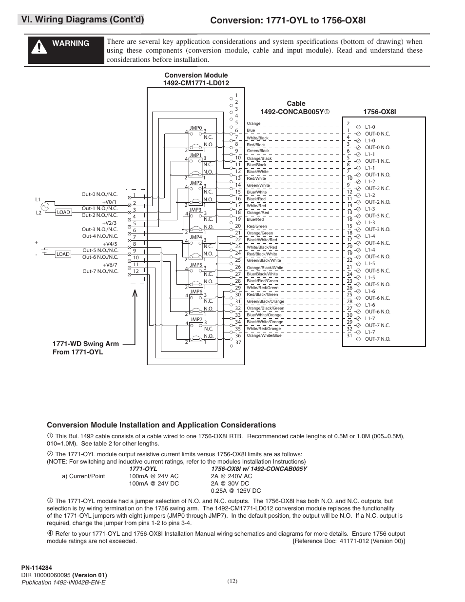 Vi. wiring diagrams (cont’d) | Rockwell Automation 1492-CM1771-LD0012 Field Wire Conversion Module User Manual | Page 12 / 16