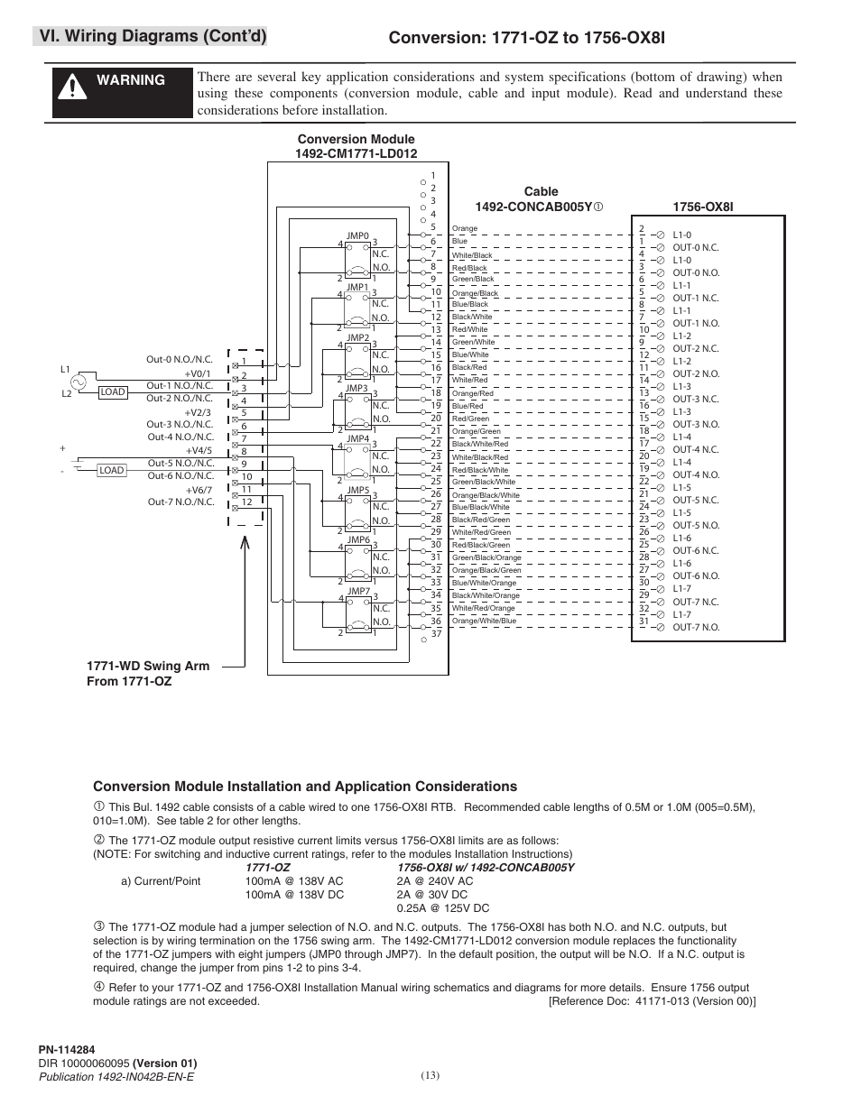 Vi. wiring diagrams (cont’d) | Rockwell Automation 1492-CM1771-LD0012 Field Wire Conversion Module User Manual | Page 13 / 16