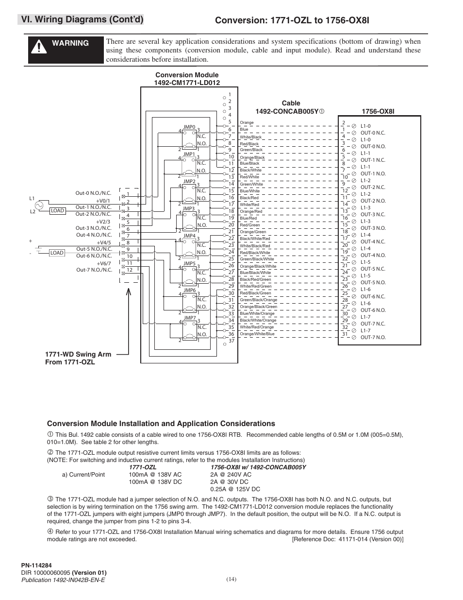 Vi. wiring diagrams (cont’d) | Rockwell Automation 1492-CM1771-LD0012 Field Wire Conversion Module User Manual | Page 14 / 16