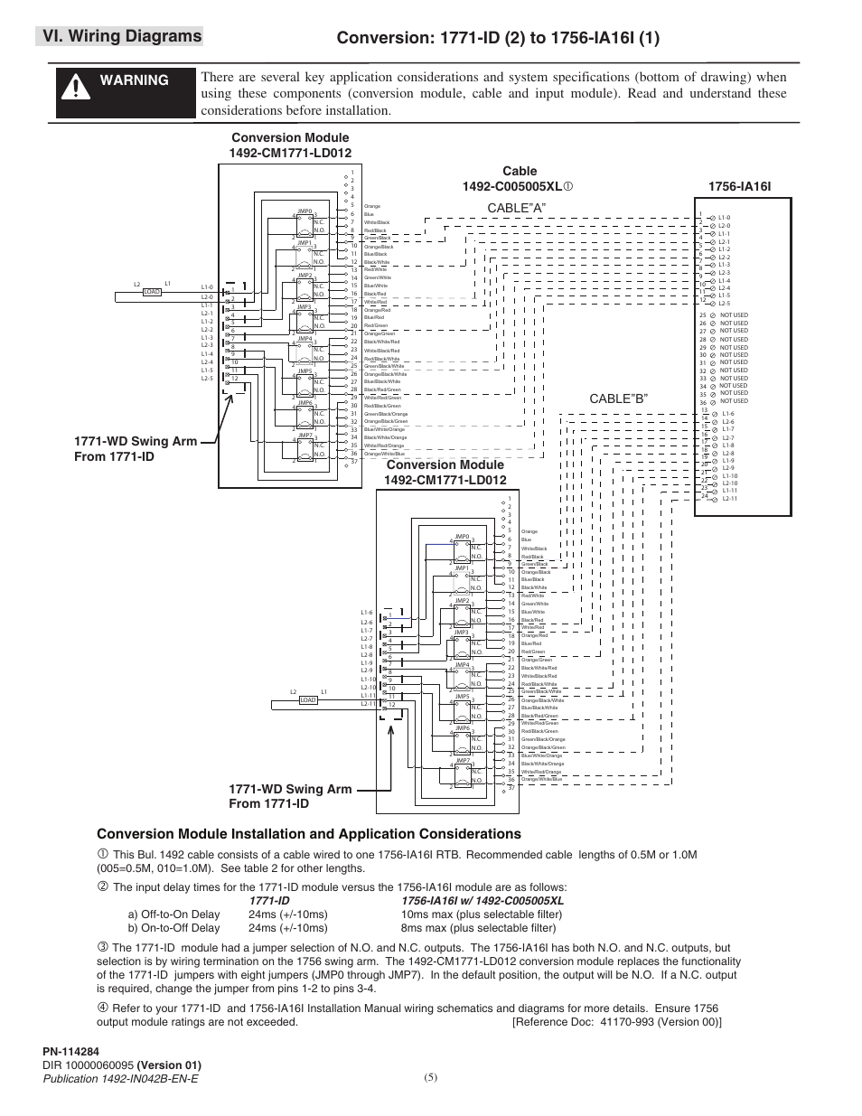 Vi. wiring diagrams, Cable”a” cable”b | Rockwell Automation 1492-CM1771-LD0012 Field Wire Conversion Module User Manual | Page 5 / 16