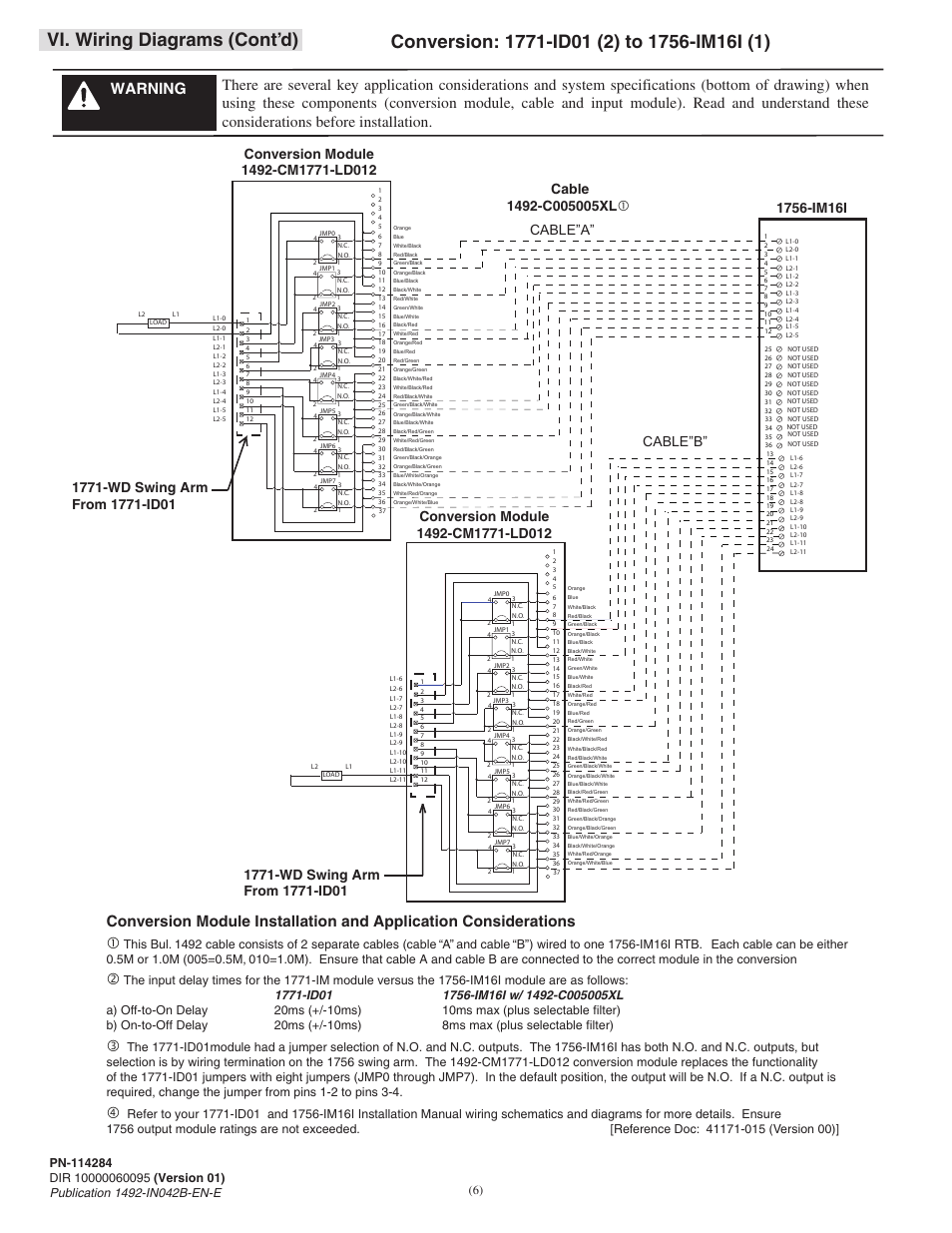 Vi. wiring diagrams (cont’d), Cable”a” cable”b | Rockwell Automation 1492-CM1771-LD0012 Field Wire Conversion Module User Manual | Page 6 / 16