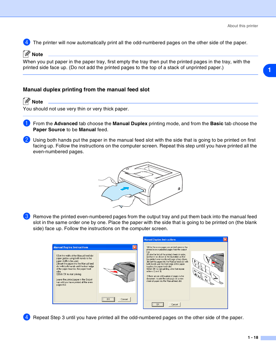 Manual duplex printing from the manual feed slot | Brother HL-2030 User Manual | Page 25 / 110