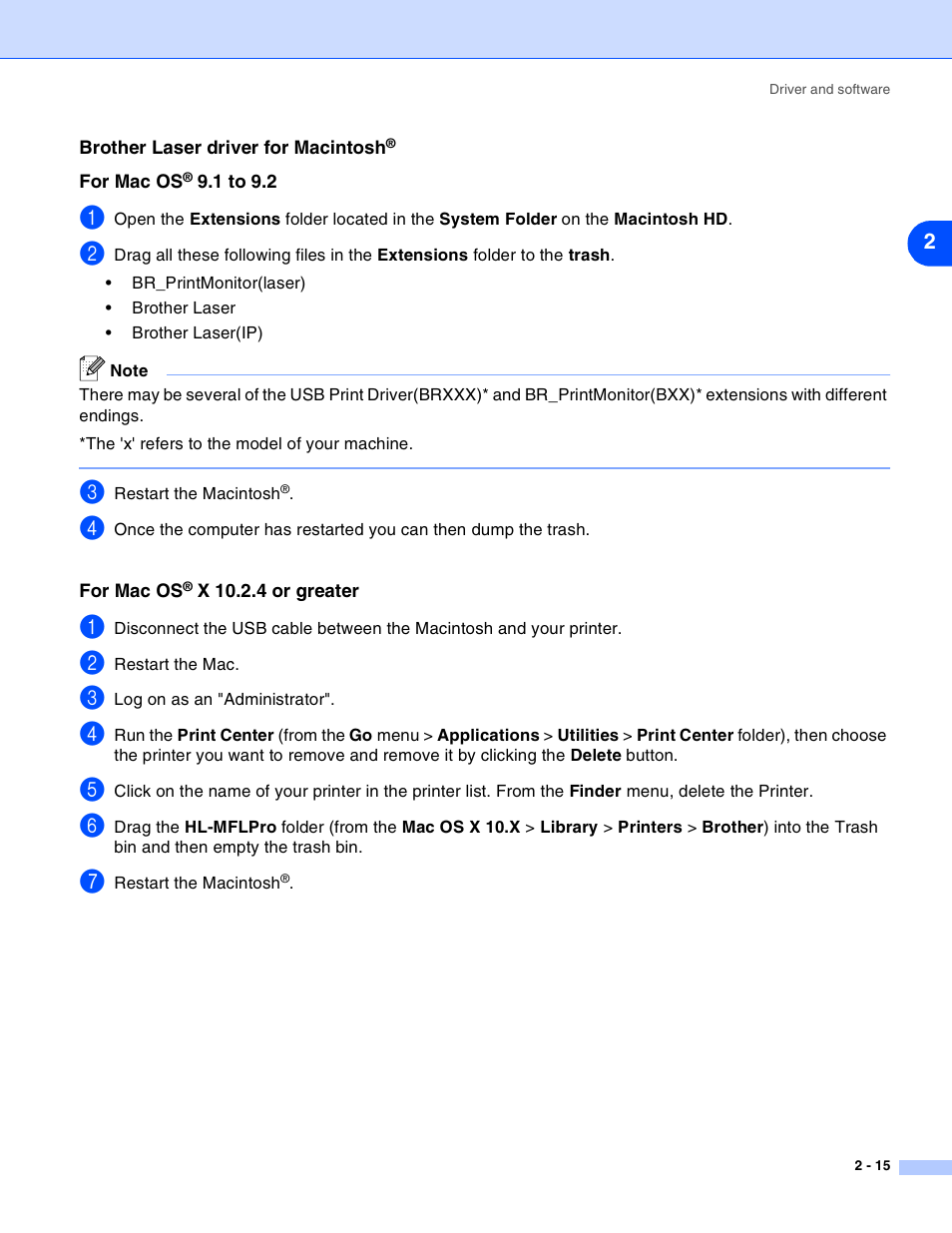 Brother laser driver for macintosh | Brother HL-2030 User Manual | Page 41 / 110