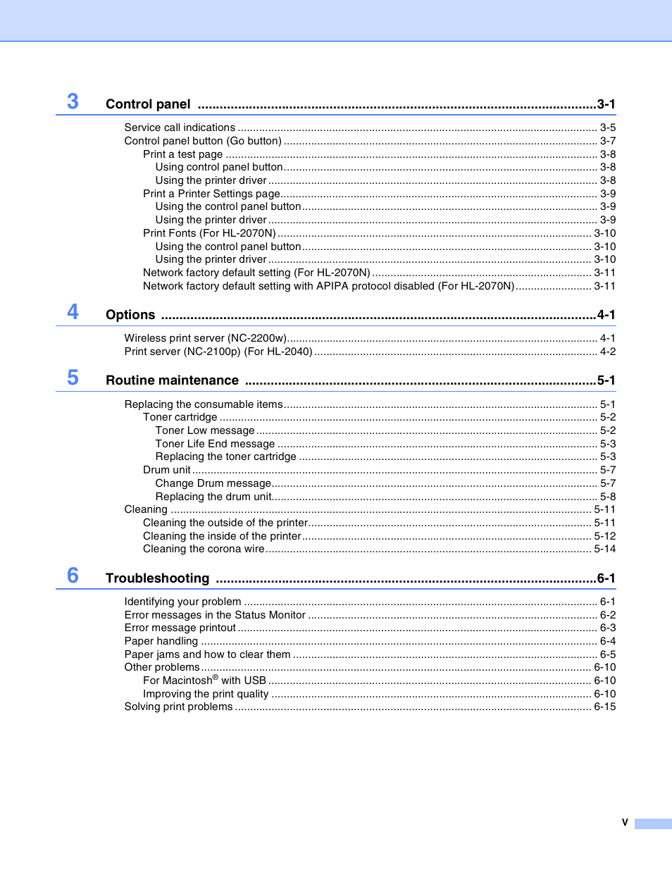 Brother HL-2030 User Manual | Page 6 / 110