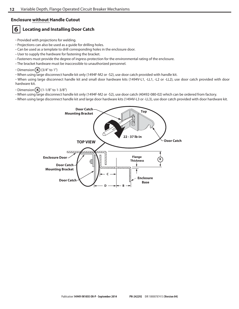 Rockwell Automation 1494V-M70_M7_M72 Variable Depth, Flange Operated Circuit Breaker Operating Mechani User Manual | Page 12 / 16