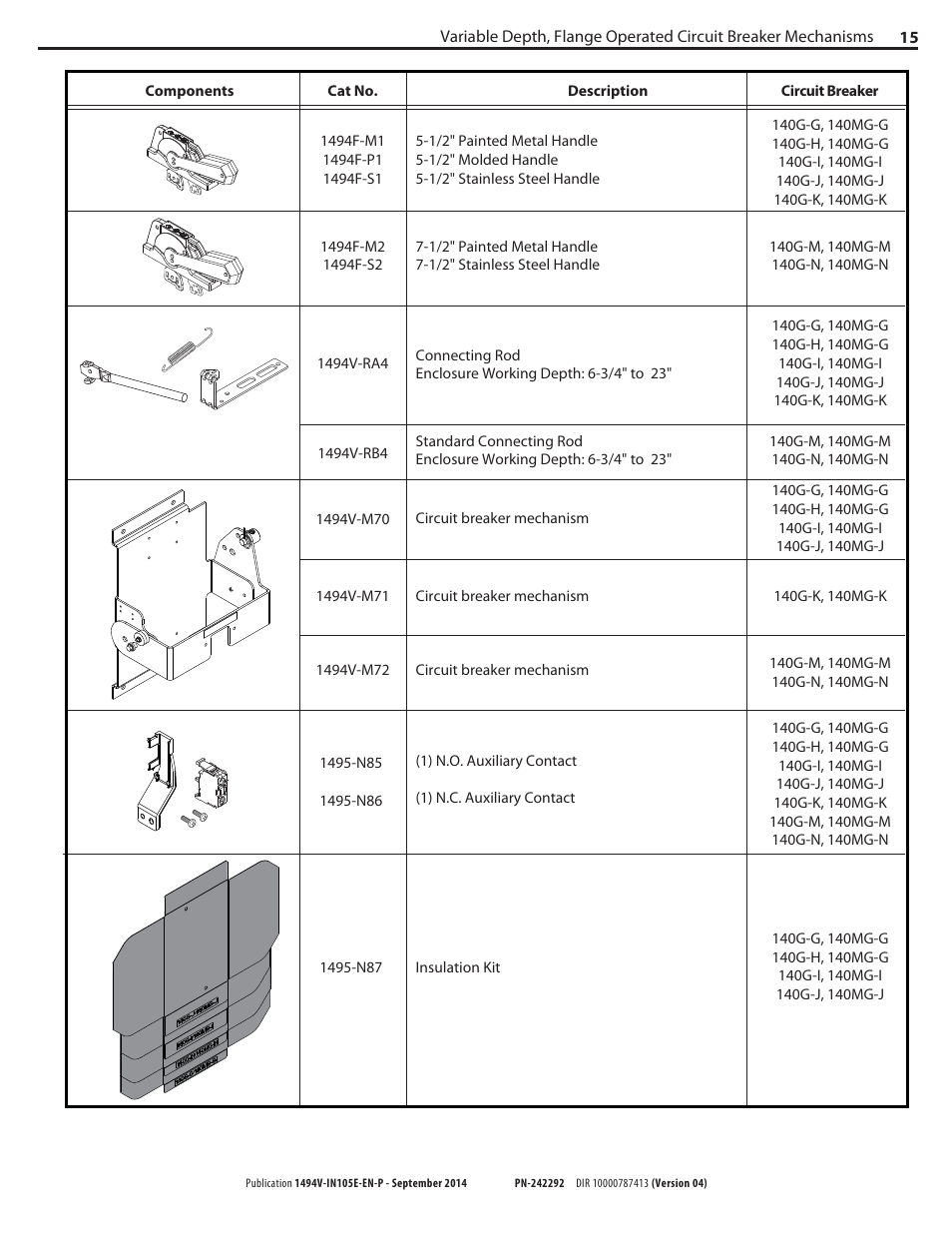 Rockwell Automation 1494V-M70_M7_M72 Variable Depth, Flange Operated Circuit Breaker Operating Mechani User Manual | Page 15 / 16