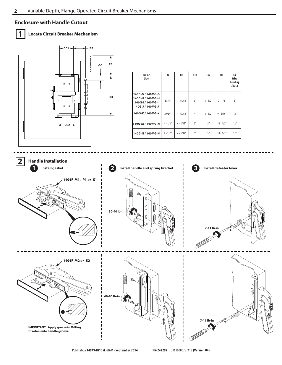 Enclosure with handle cutout | Rockwell Automation 1494V-M70_M7_M72 Variable Depth, Flange Operated Circuit Breaker Operating Mechani User Manual | Page 2 / 16