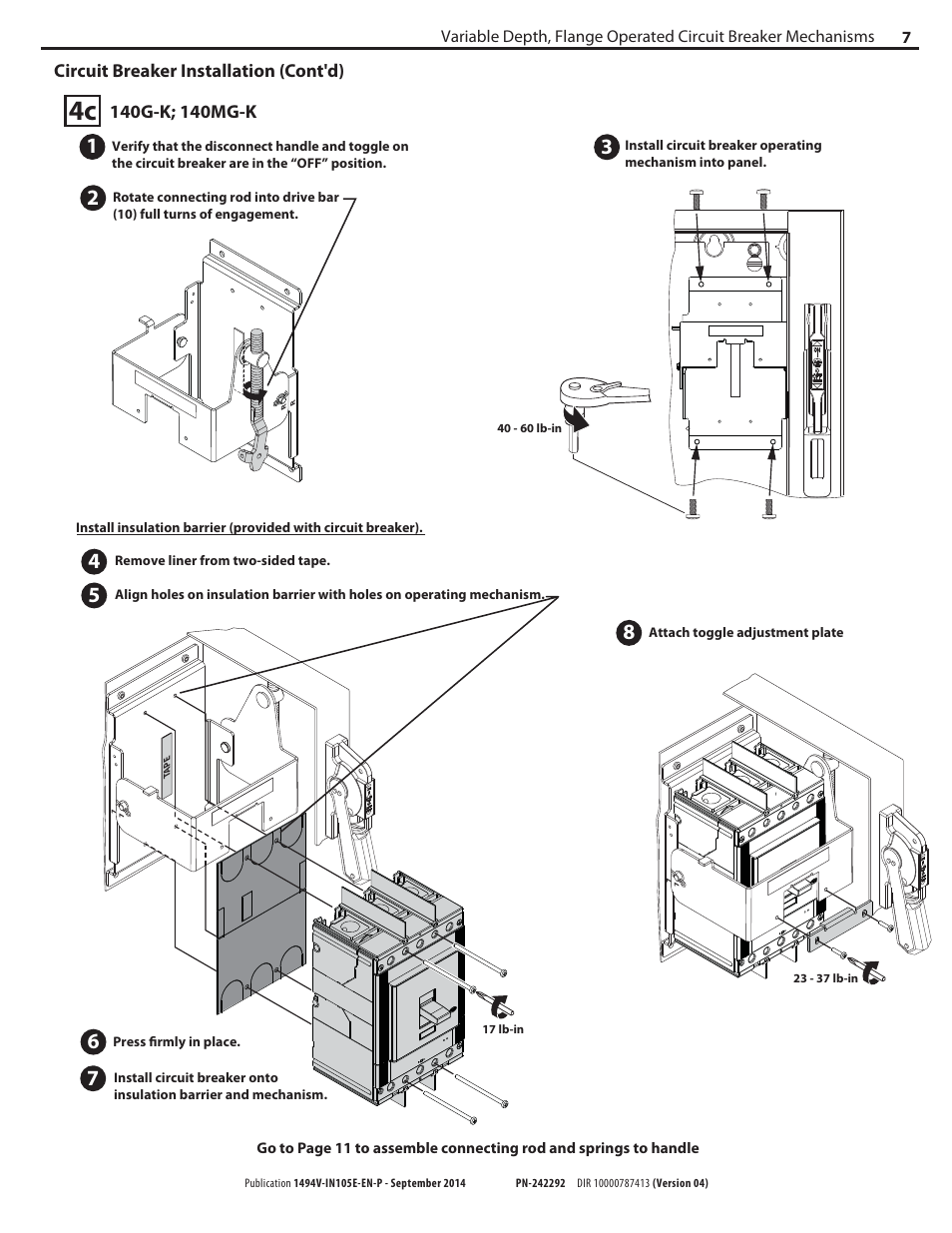 Rockwell Automation 1494V-M70_M7_M72 Variable Depth, Flange Operated Circuit Breaker Operating Mechani User Manual | Page 7 / 16