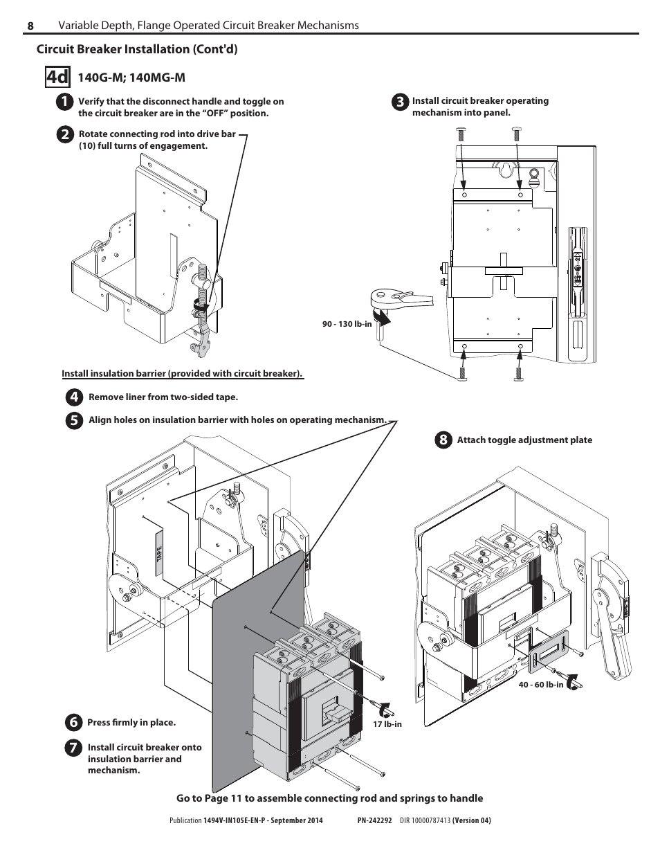 Rockwell Automation 1494V-M70_M7_M72 Variable Depth, Flange Operated Circuit Breaker Operating Mechani User Manual | Page 8 / 16