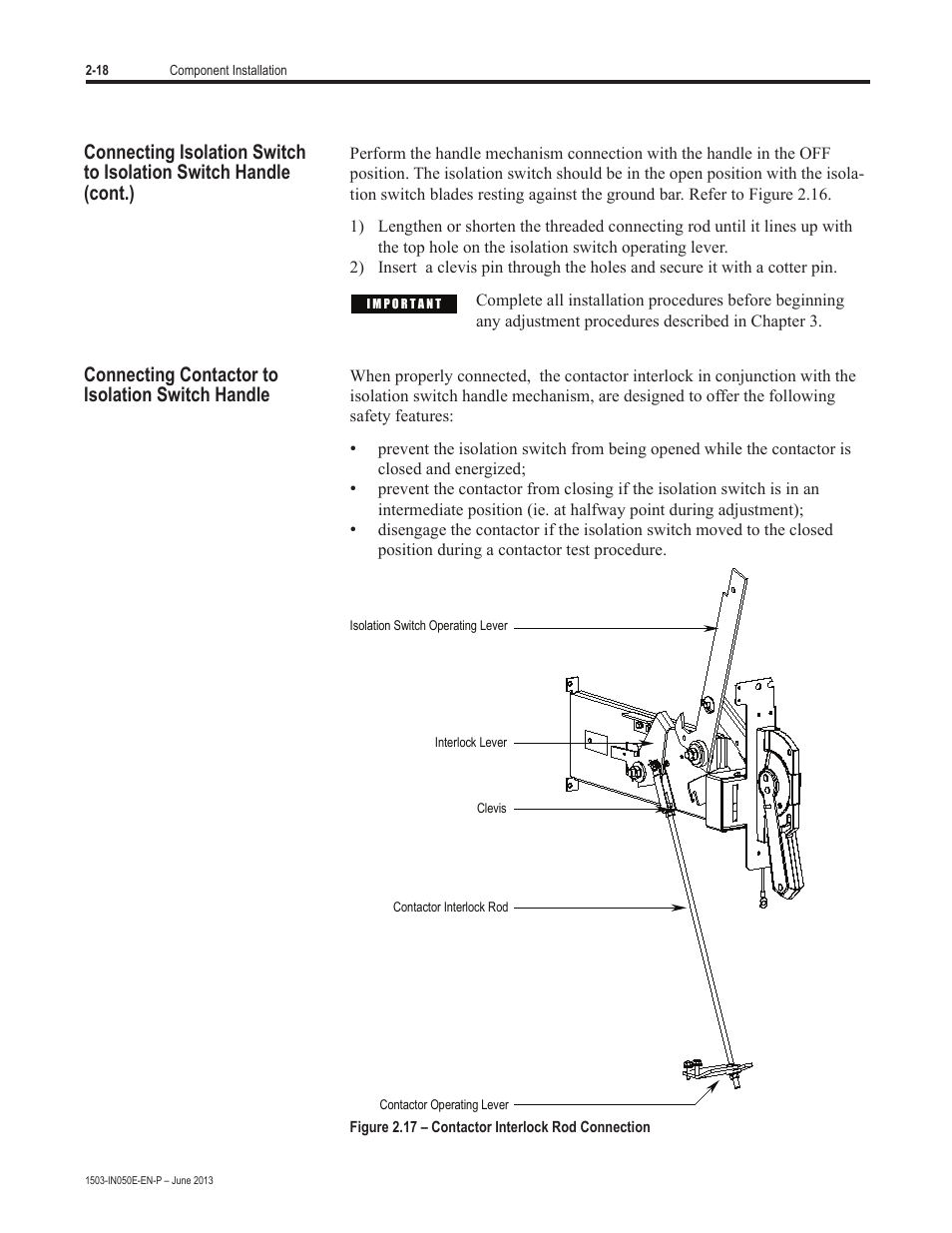 Connecting contactor to, Isolation switch handle | Rockwell Automation 1503 OEM Starter Frame Components Installation Manual User Manual | Page 26 / 58